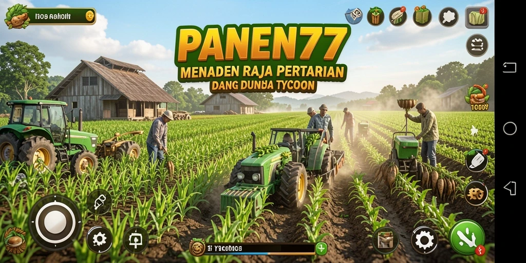 Tangkapan layar PANEN77 menampilkan aktivitas pertanian yang seru dan penuh warna.