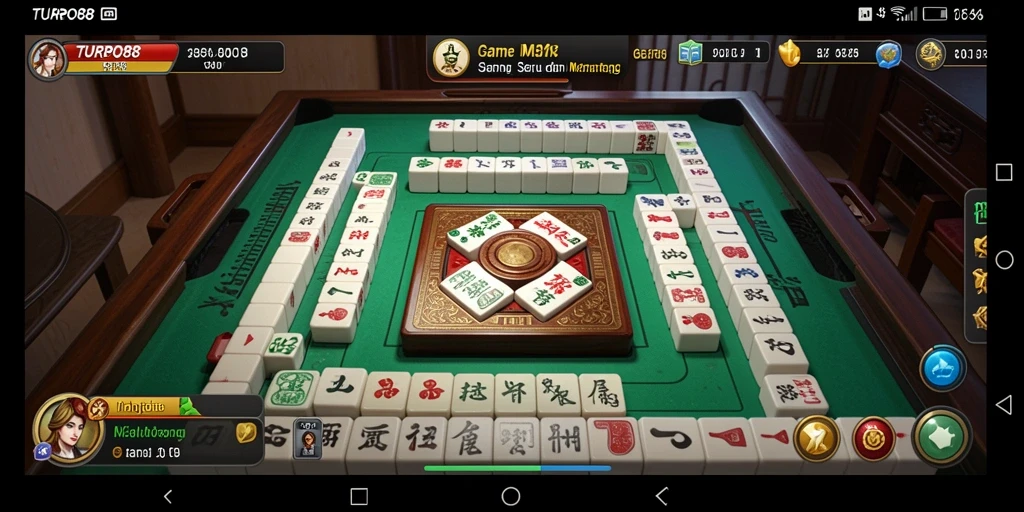 Screenshot gameplay TURBO88 yang menunjukkan aksi seru Mahjong.