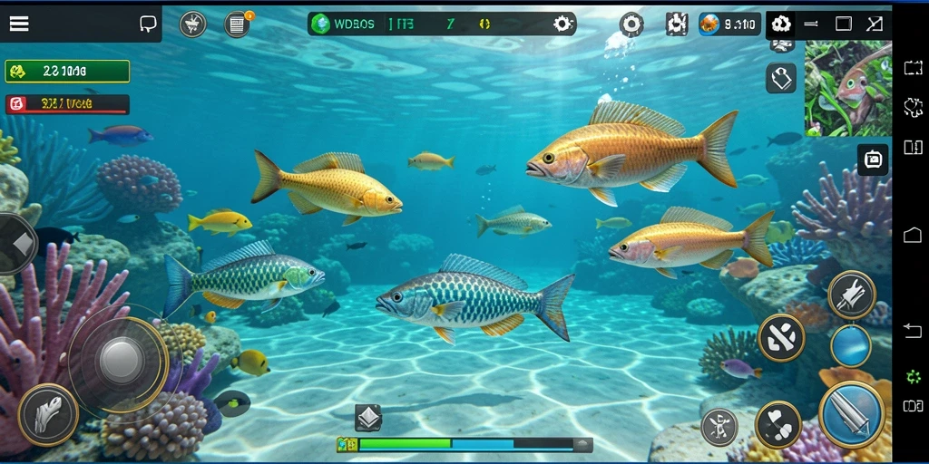 Screenshot gameplay WDBOS menampilkan aksi menembak ikan yang seru.